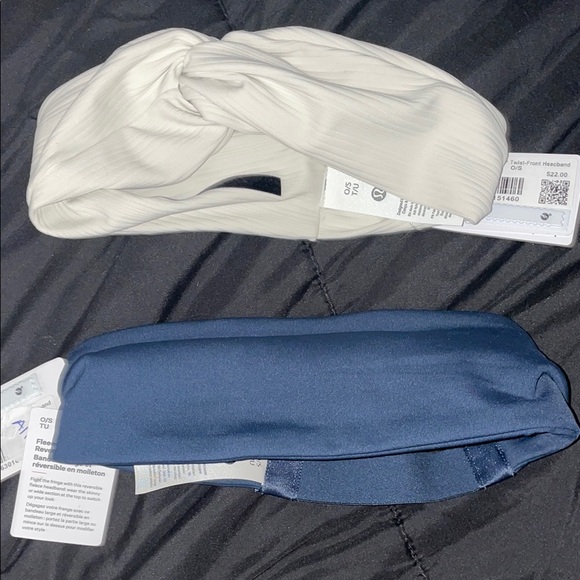 Set of 2 NWT Lululemon Accessories Headbands. Colors Bone & Navy Blue. One Size. - Picture 1 of 4